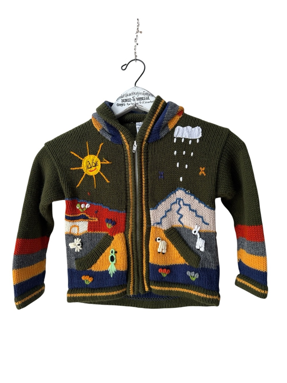Artesanias Imasumaq Peru Hooded Wool Blend Knit Sweater Size 4T/5T
